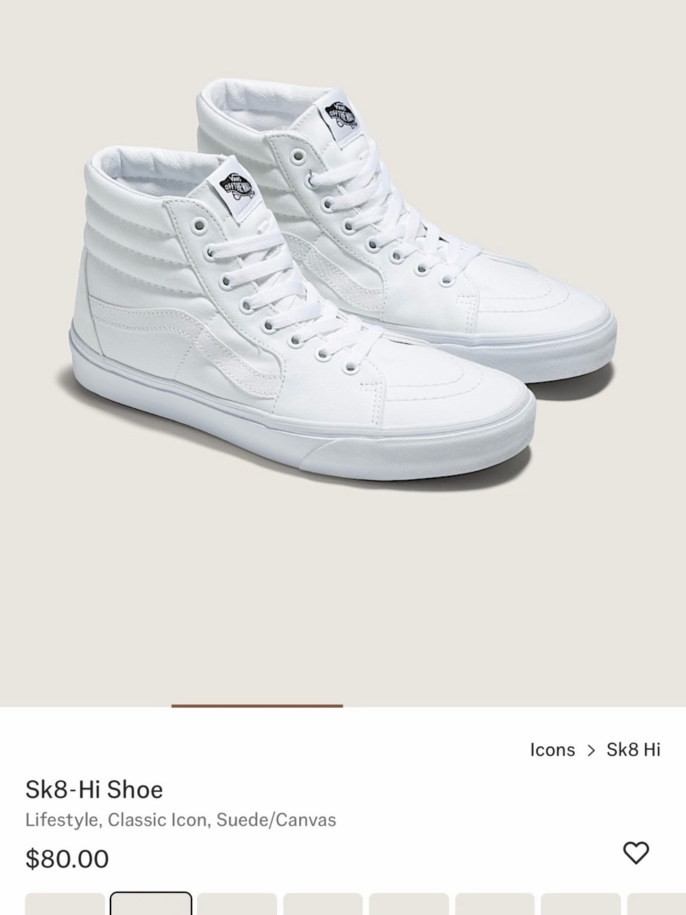 Vans Sk8-Hi High-Top Sneakers - White